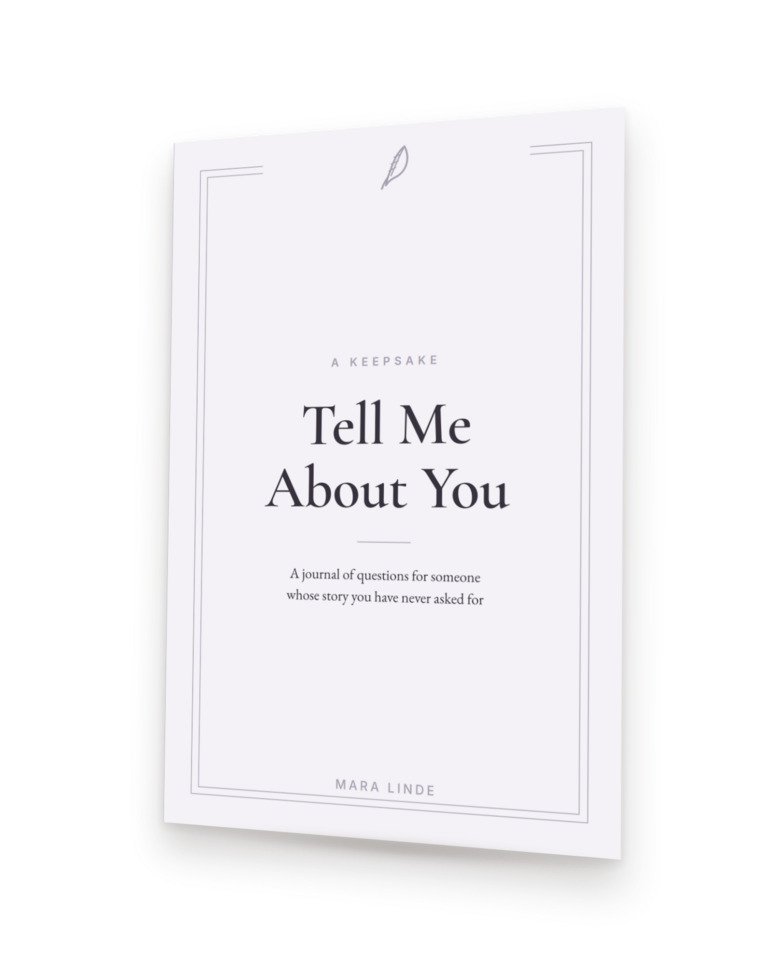 Tell Me About You by Mara Linde, shown as a paperback standing at an angle