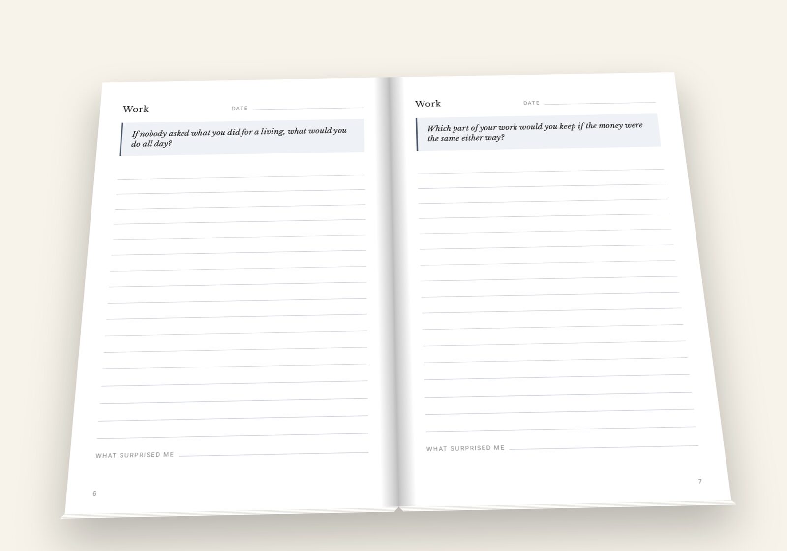 What Is This For lying open on a table, showing a spread of the pages you fill in