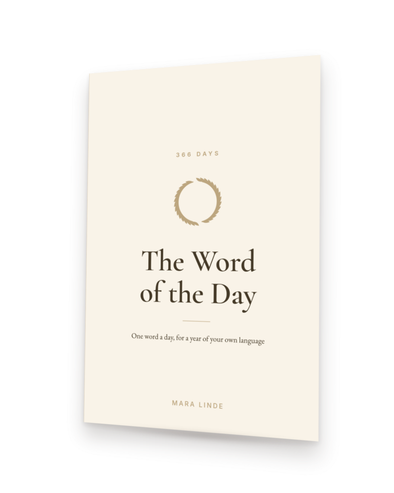 The Word of the Day by Mara Linde, shown as a paperback standing at an angle