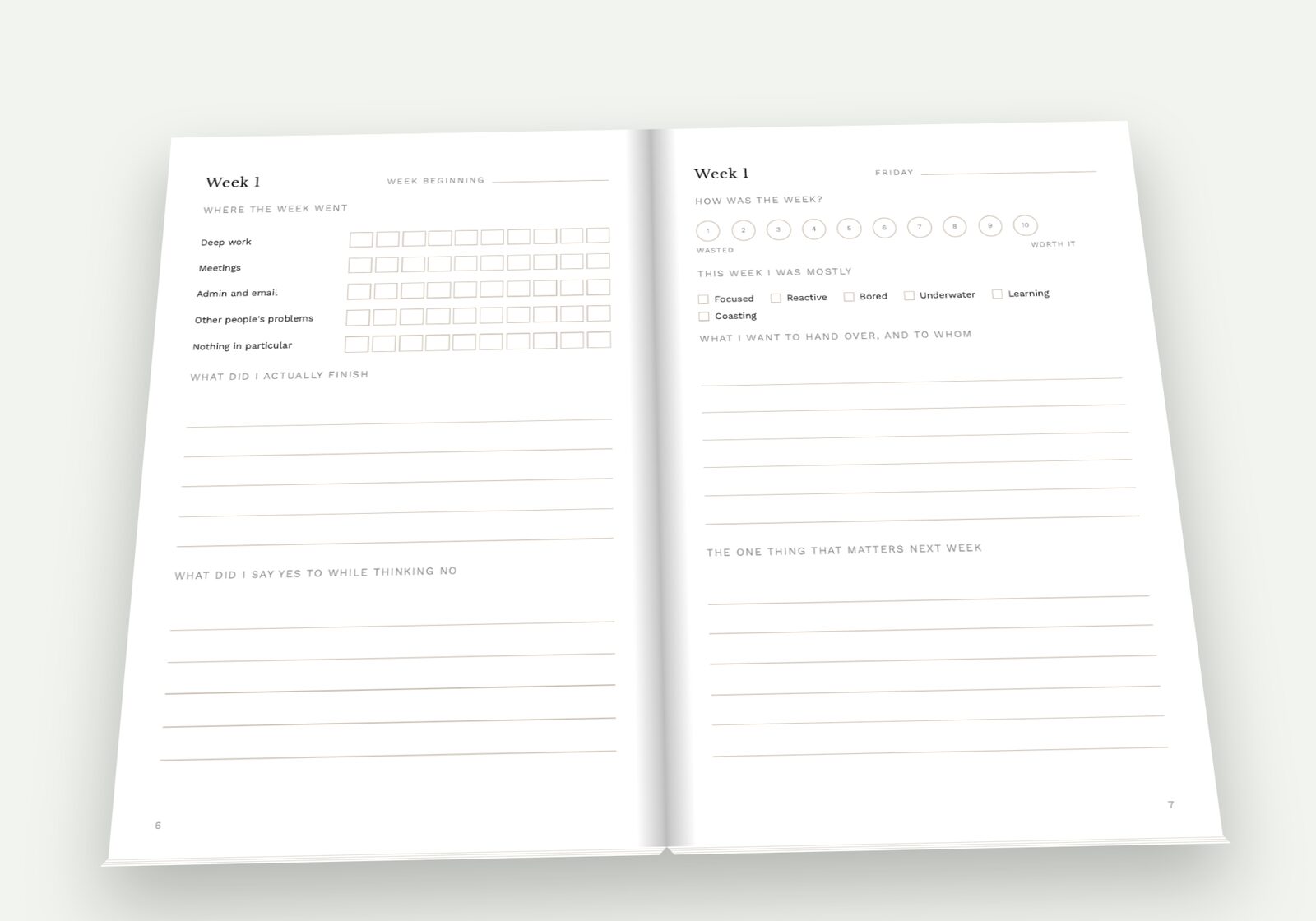 Work, Honestly lying open on a table, showing a spread of the pages you fill in
